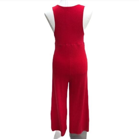 Zara Trafaluc red ribbed jumpsuit size Small - Picture 4 of 7